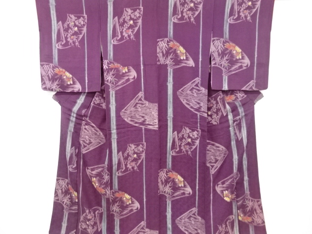 大正ロマン 紋錦紗地紙に梅笹雀模様着物：リサイクル・アンティーク